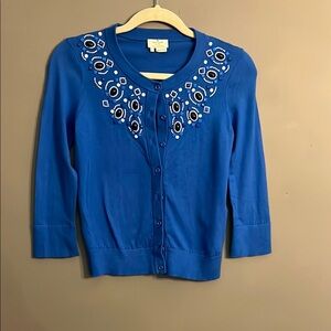 Kate Spade Blue Embellished Cardigan Sweater